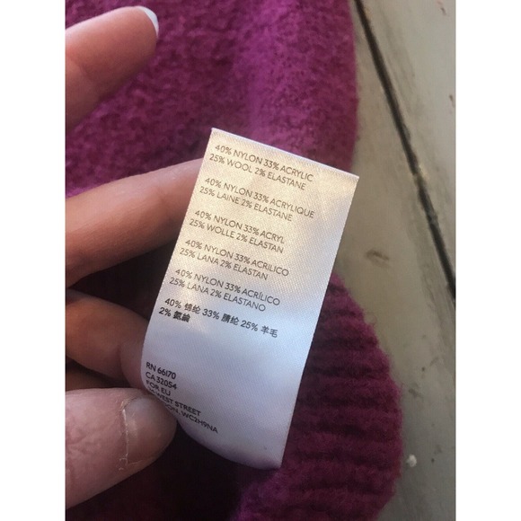 Free People Magic Orchid Echo Beach Oversized Cowl Neck Pullover Sweater Wool XS - Picture 5 of 11